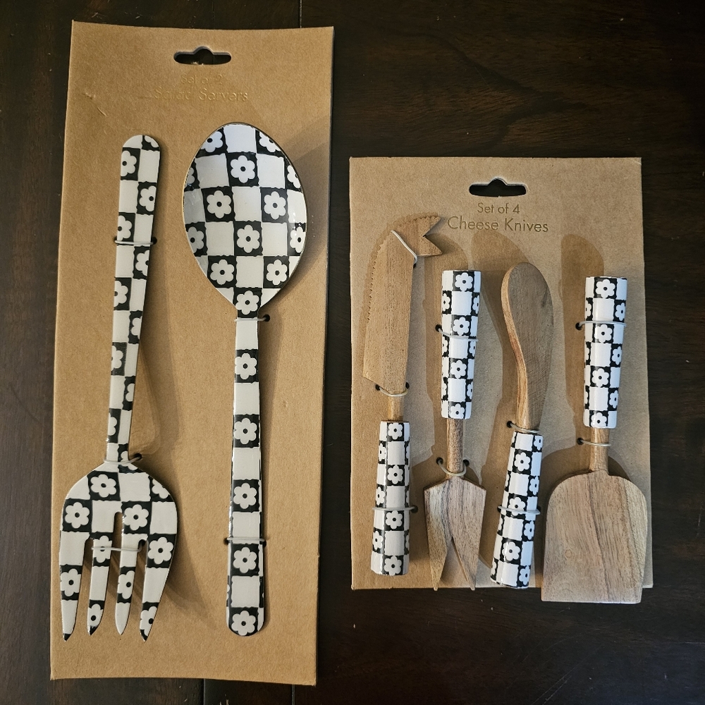 Black and White Checkered Utensil Set